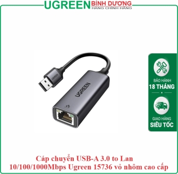 Cáp chuyển USB-A 3.0 to Lan 10/100/1000Mbps Ugreen 15736 vỏ nhôm cao cấp
