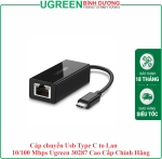 Cáp chuyển Usb Type C to Lan 10/100 Mbps Ugreen 30287 Cao Cấp Chính Hãng